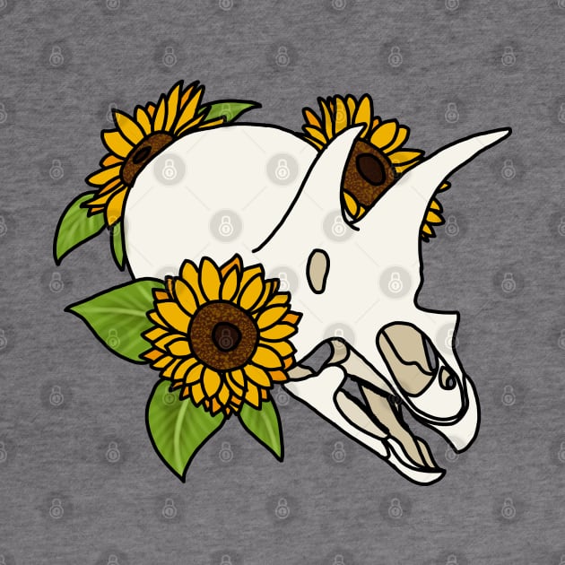 Triceratops and Sunflowers by DenerDPaleoarts